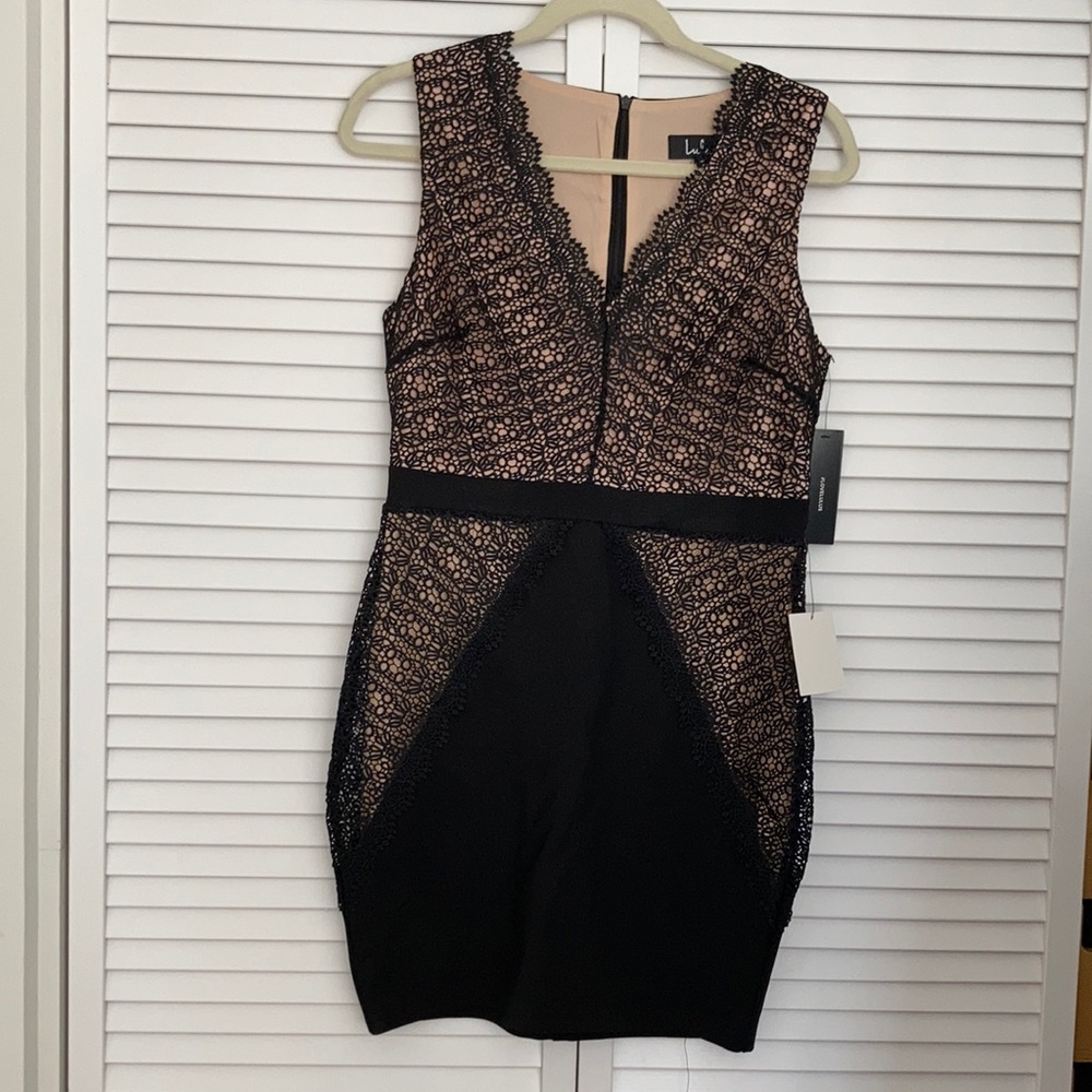 New Lulus black/nude mini dress.
